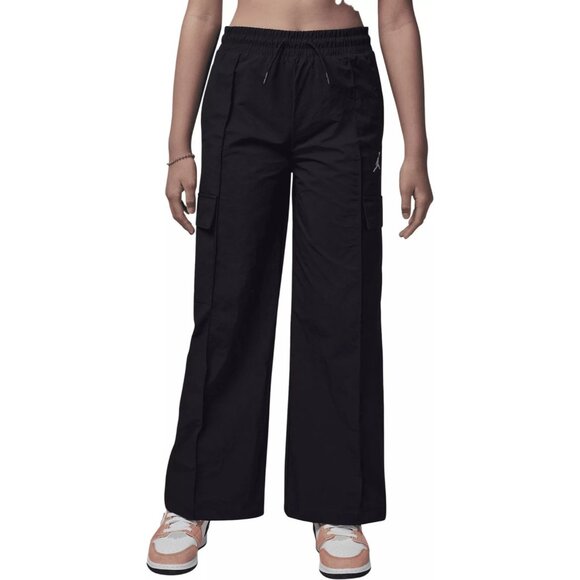 Jordan Double Cargo Woven Pant Girl Size Medium Big Kid Black Wide Leg 10-12Yrs - Picture 1 of 16